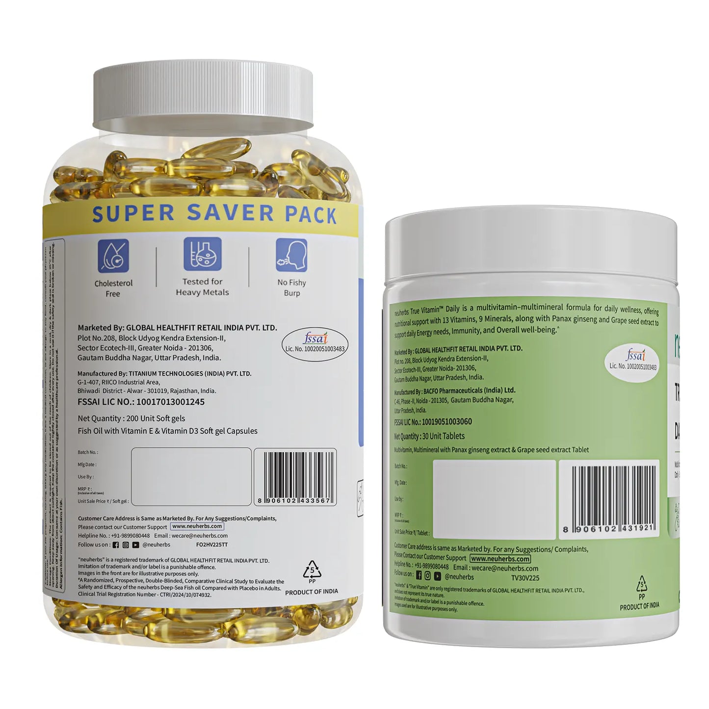 Deep Sea Fish Oil Capsules and Multivitamin Tablets
