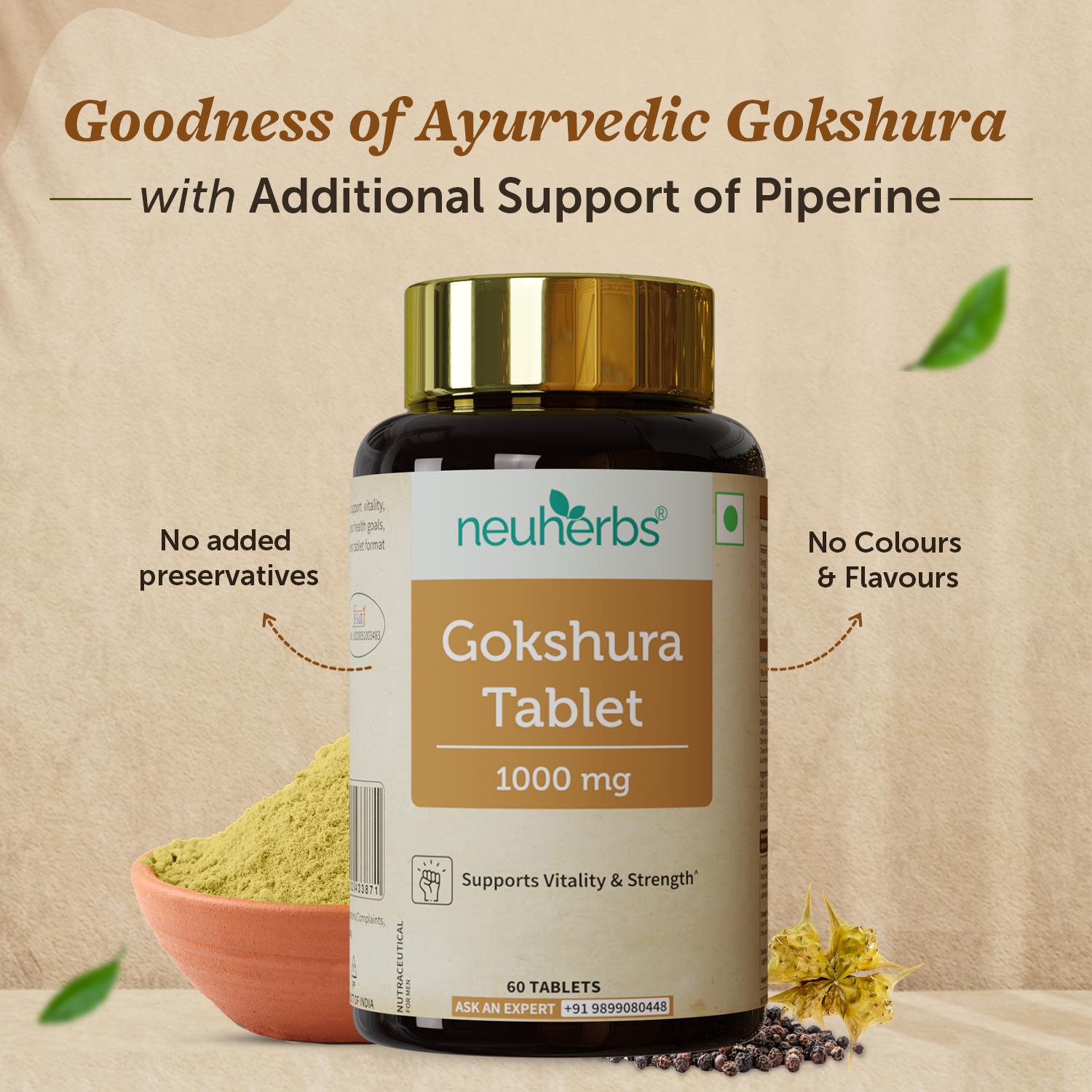 Ayurvedic Gokshura Tablet For Men Wellness - Improves Vitality & strength, Helps Boost Testosterone Levels image 3