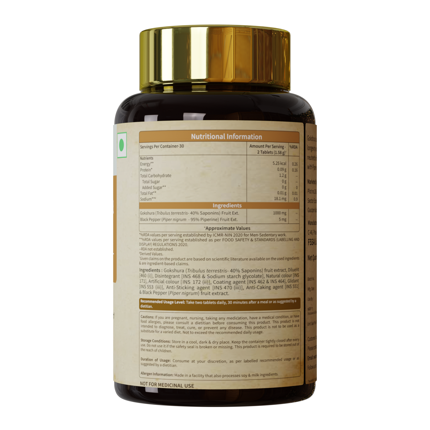 Ayurvedic Gokshura Tablet For Men Wellness - Improves Vitality & strength, Helps Boost Testosterone Levels image 6