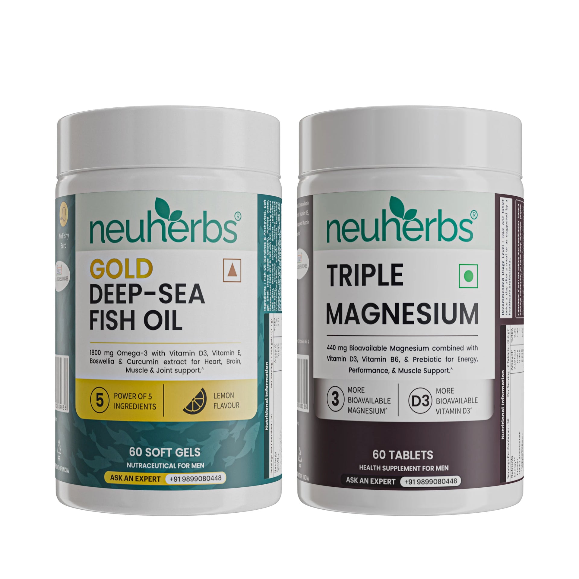 Gold Fish Oil & Triple Magnesium Supplements Combo for Strength image 1