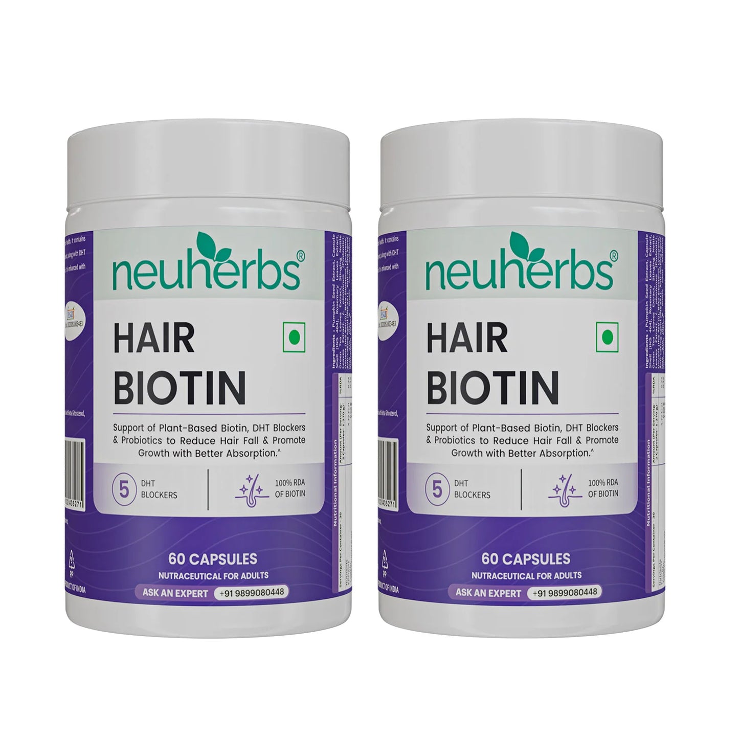 Neuherbs Hair Biotin Capsules - DHT Blocker Hair Supplement