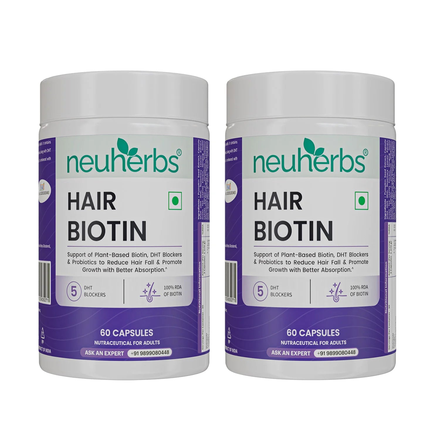 Neuherbs Hair Biotin Capsules - DHT Blocker Hair Supplement