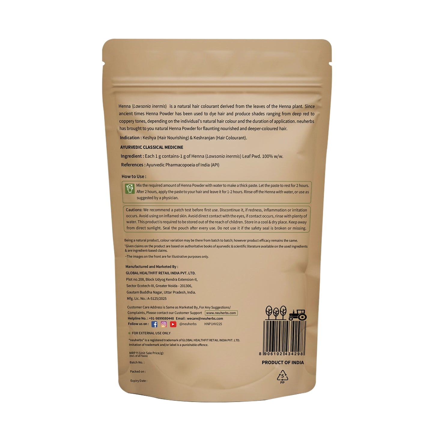 100% Natural Henna Powder For Hair - A Natural Hair Colourant