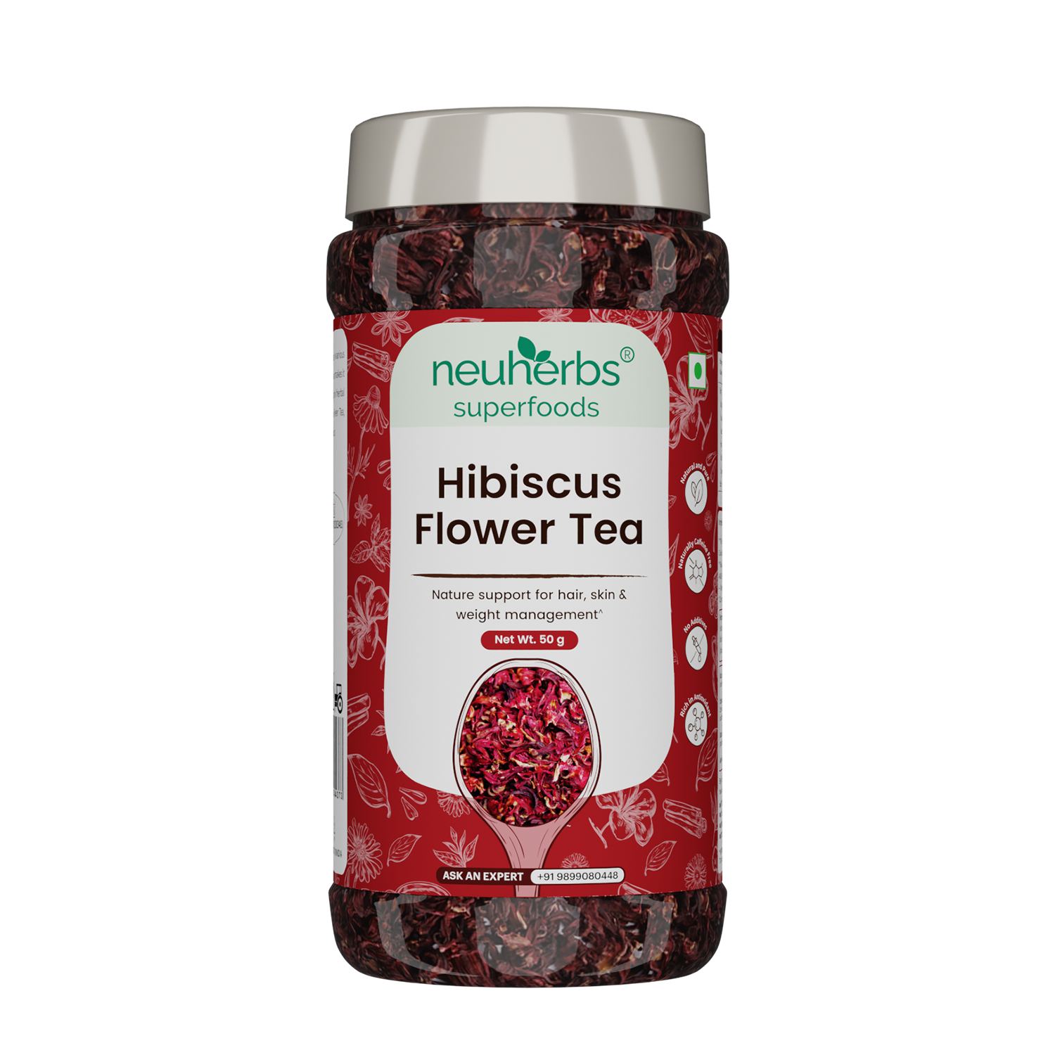 Hibiscus Flower Tea for Hair, Skin & Manage Weight - 50gm image 1