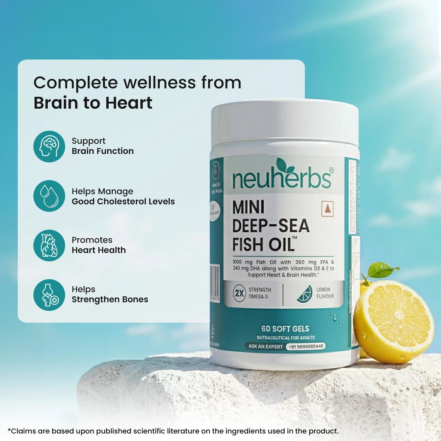 Mini Deep Sea Fish Oil 1000 mg (Lemon Flavour)