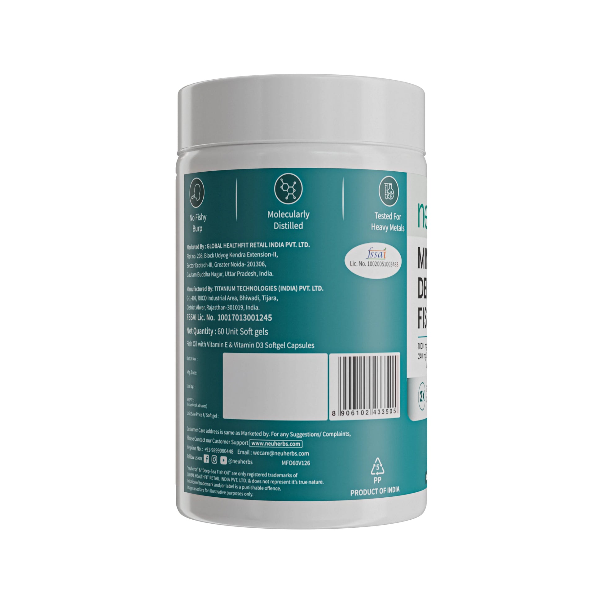 Mini Deep Sea Fish Oil 1000 mg (Lemon Flavour)