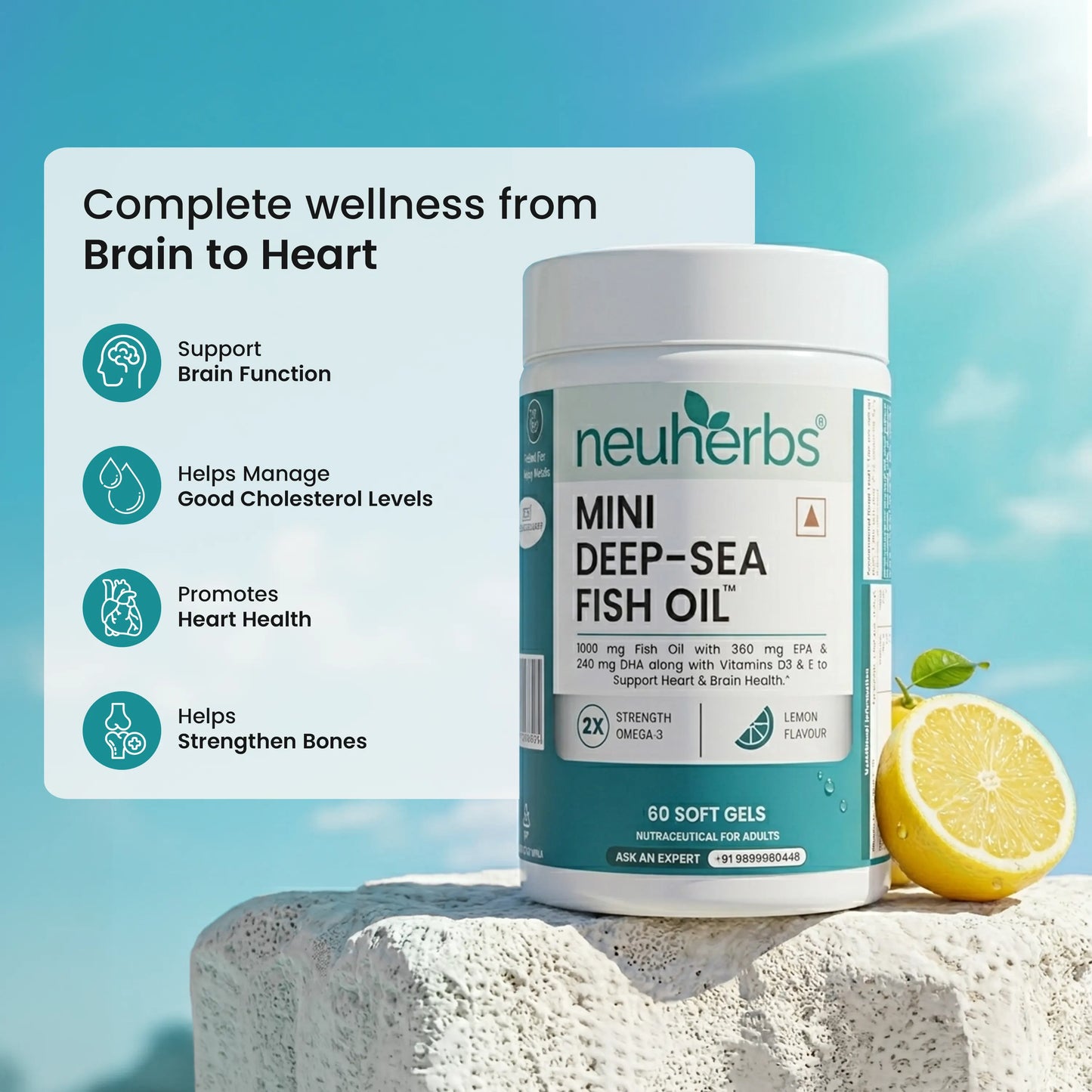 Neuherbs omega 3 softgel capsules for daily wellness