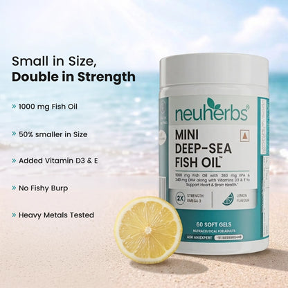 Mini Deep Sea Fish Oil 1000 mg (Lemon Flavour)