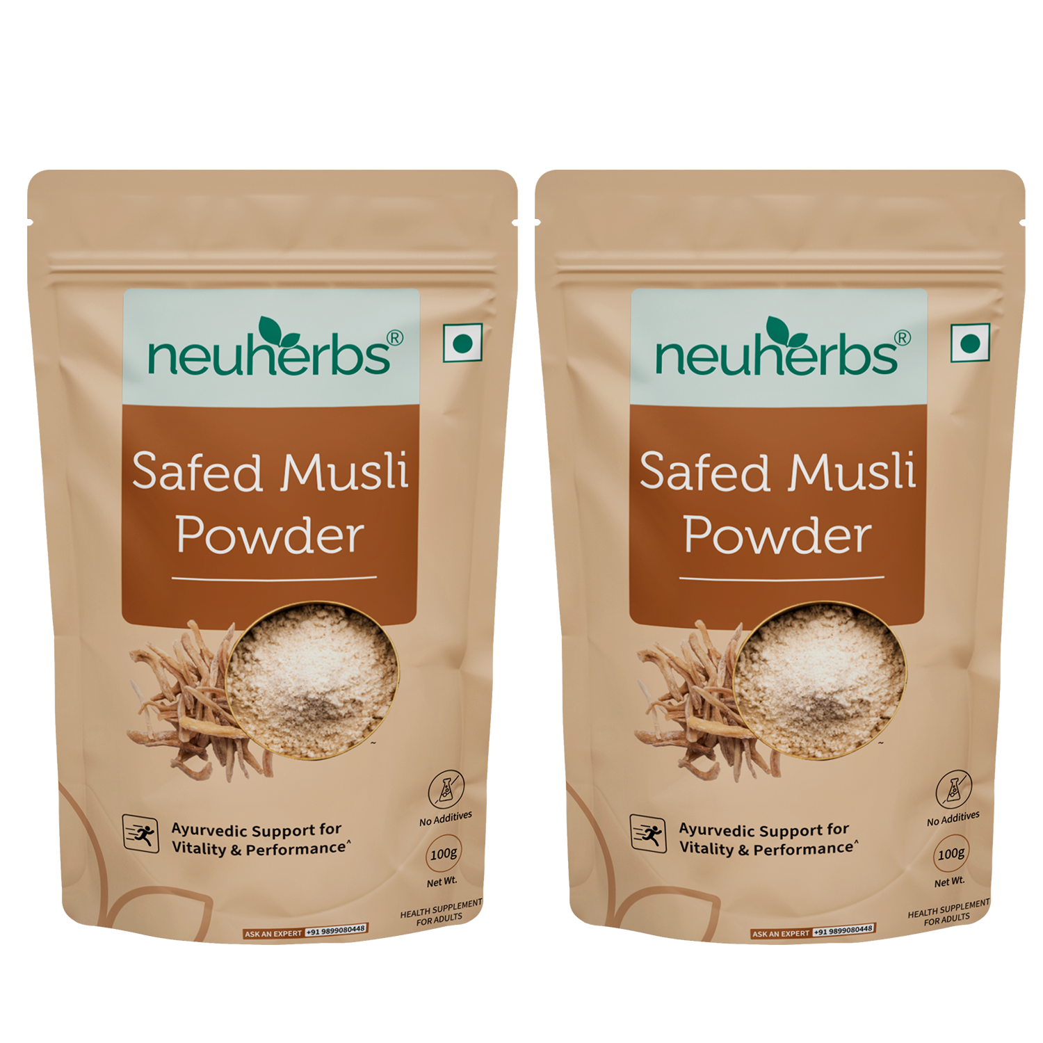 Organic Safed Musli Powder for men's support of vitality, reduced physical weakness and high performance.