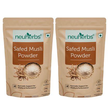 Organic Safed Musli Powder for men's support of vitality, reduced physical weakness and high performance.