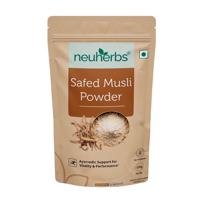 Organic Safed Musli Powder for men's support of vitality, reduced physical weakness and high performance. image 1