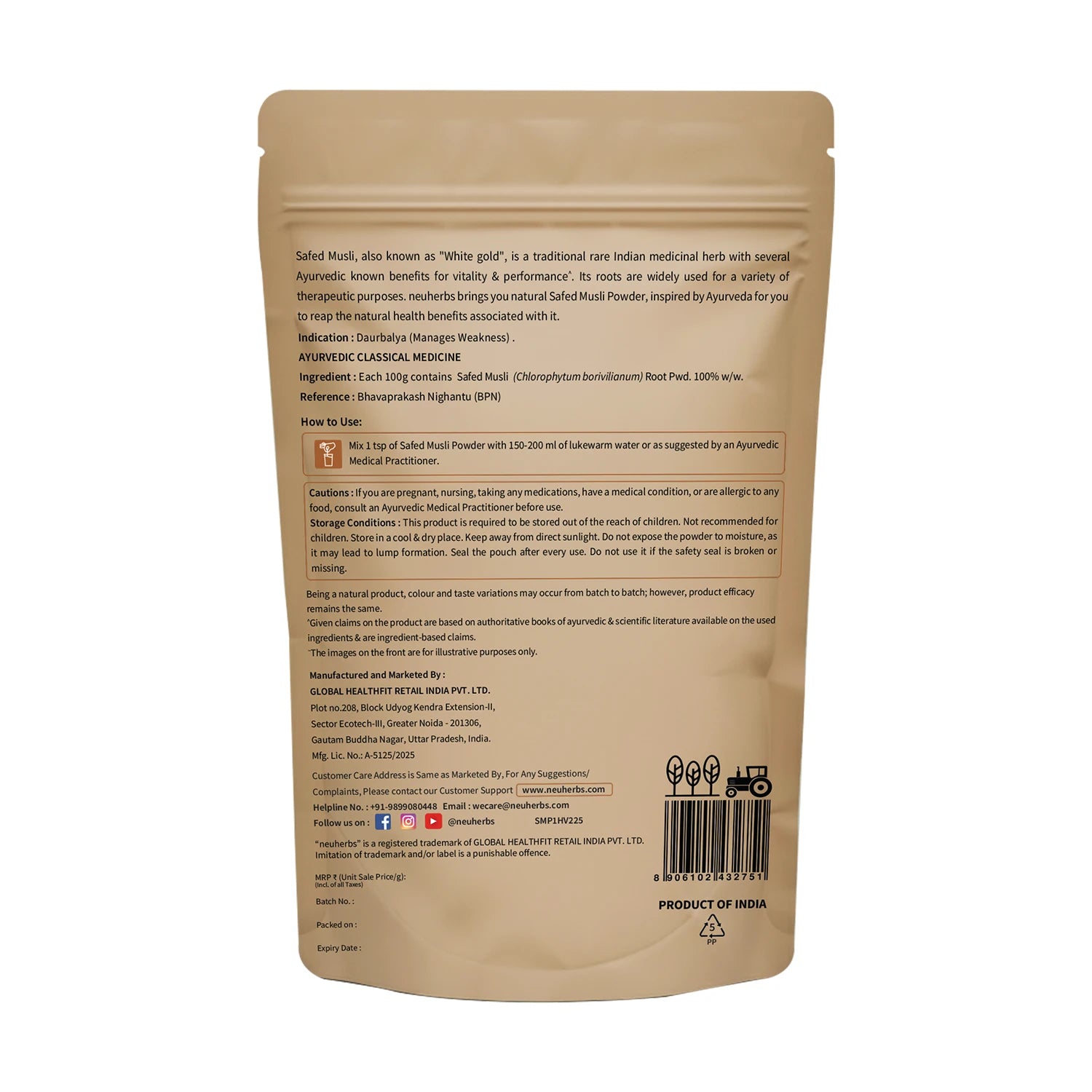 Organic Safed Musli Powder for men's support of vitality, reduced physical weakness and high performance. image 5