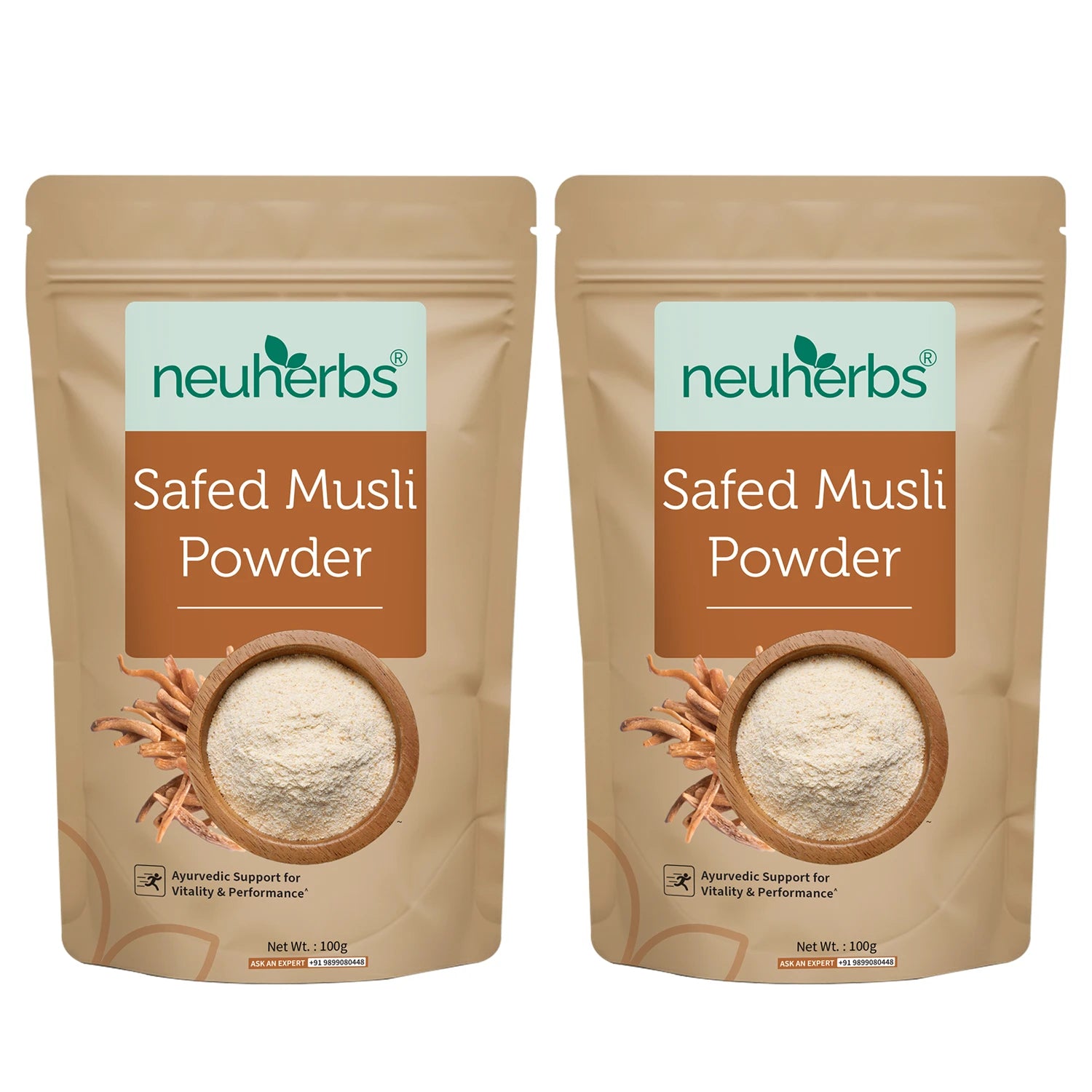 Organic Safed Musli Powder for men's support of vitality, reduced physical weakness and high performance.