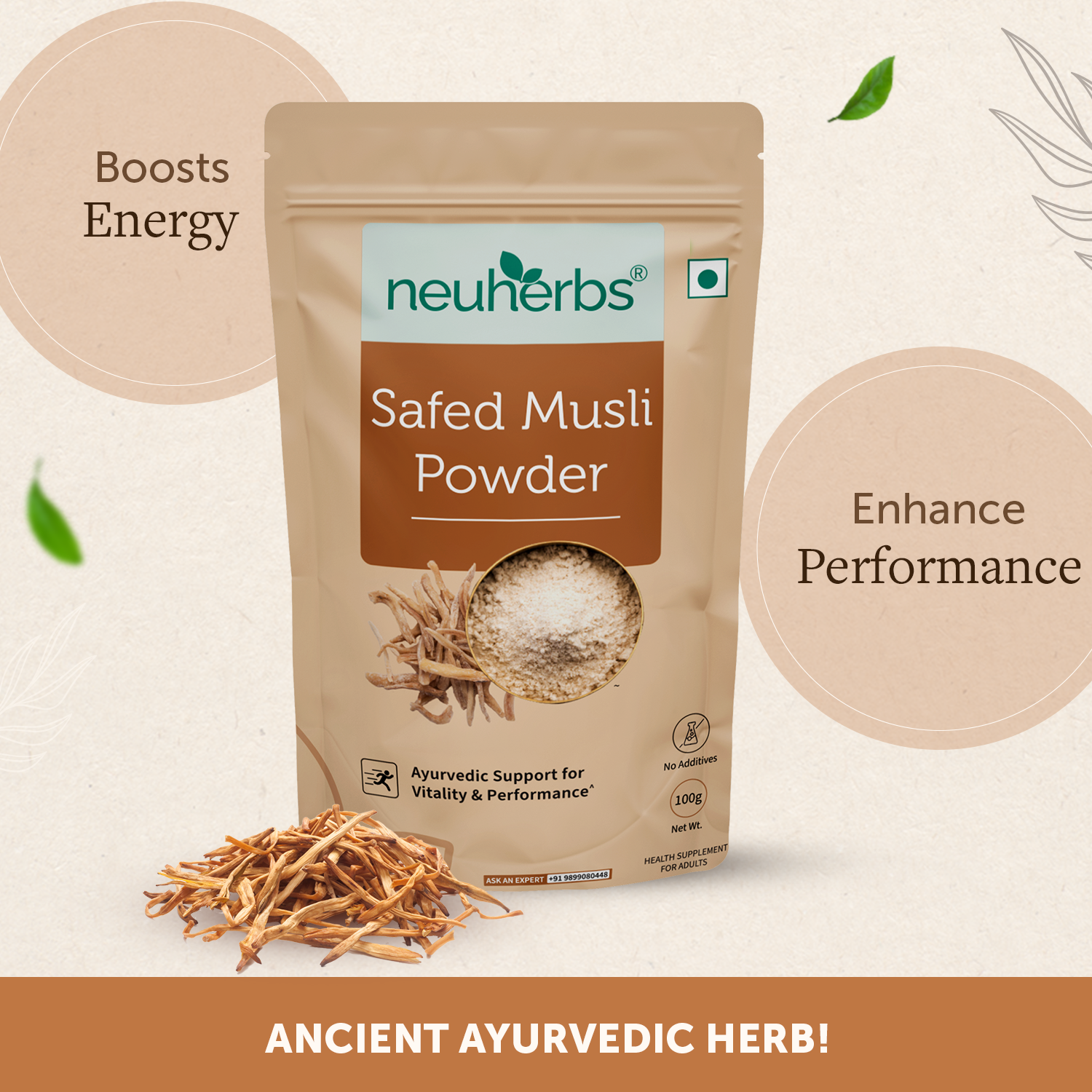Organic Safed Musli Powder for men's support of vitality, reduced physical weakness and high performance. image 4