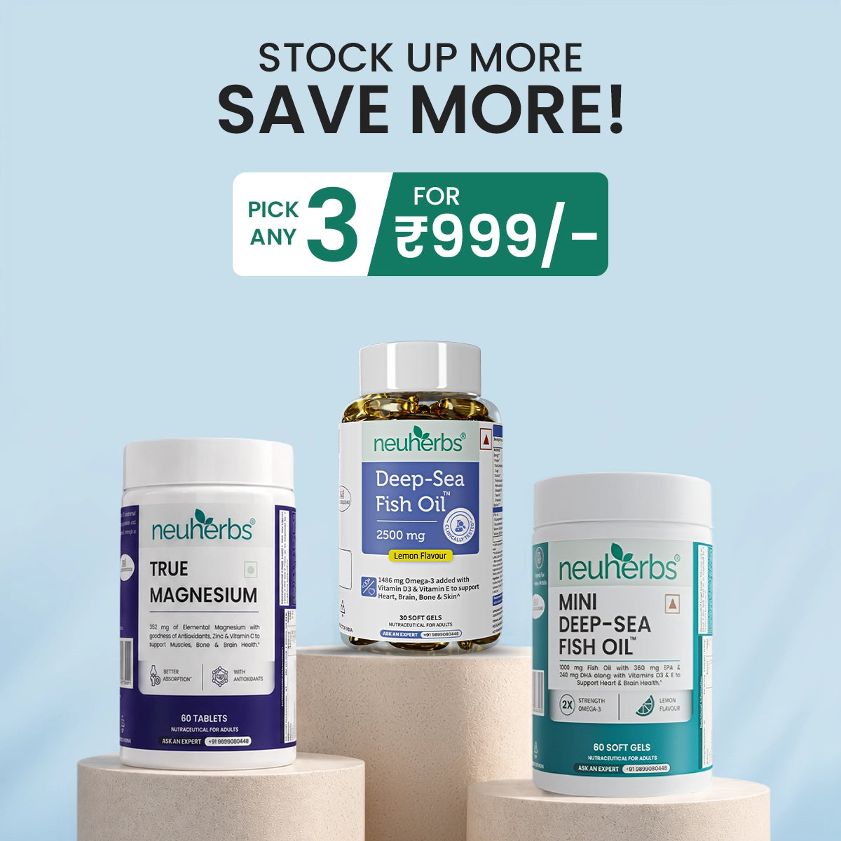 Choose Any 3 products from the entire range. Yes, ANY 3!