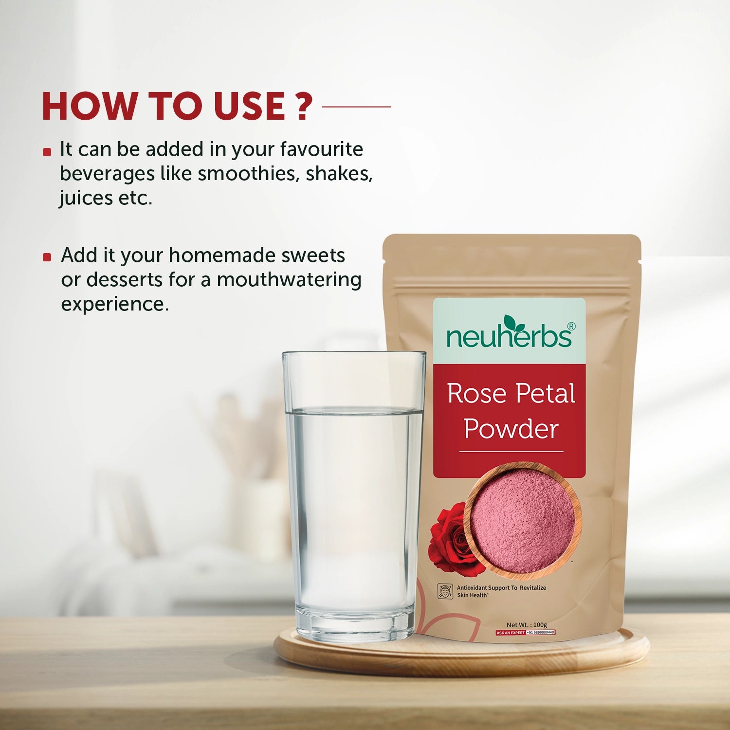 Pure Rose Petal Powder for Glowing & Hydrated Skin
