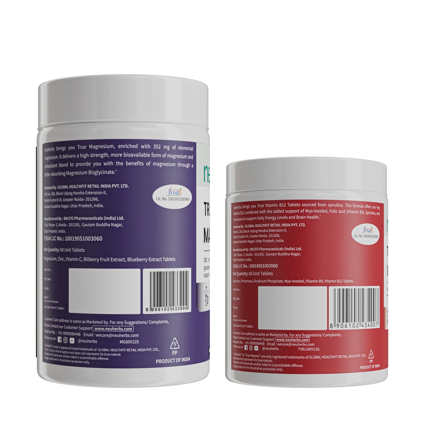 Neuherbs Magnesium & Vitamin B12 Tablets Combo For Energy