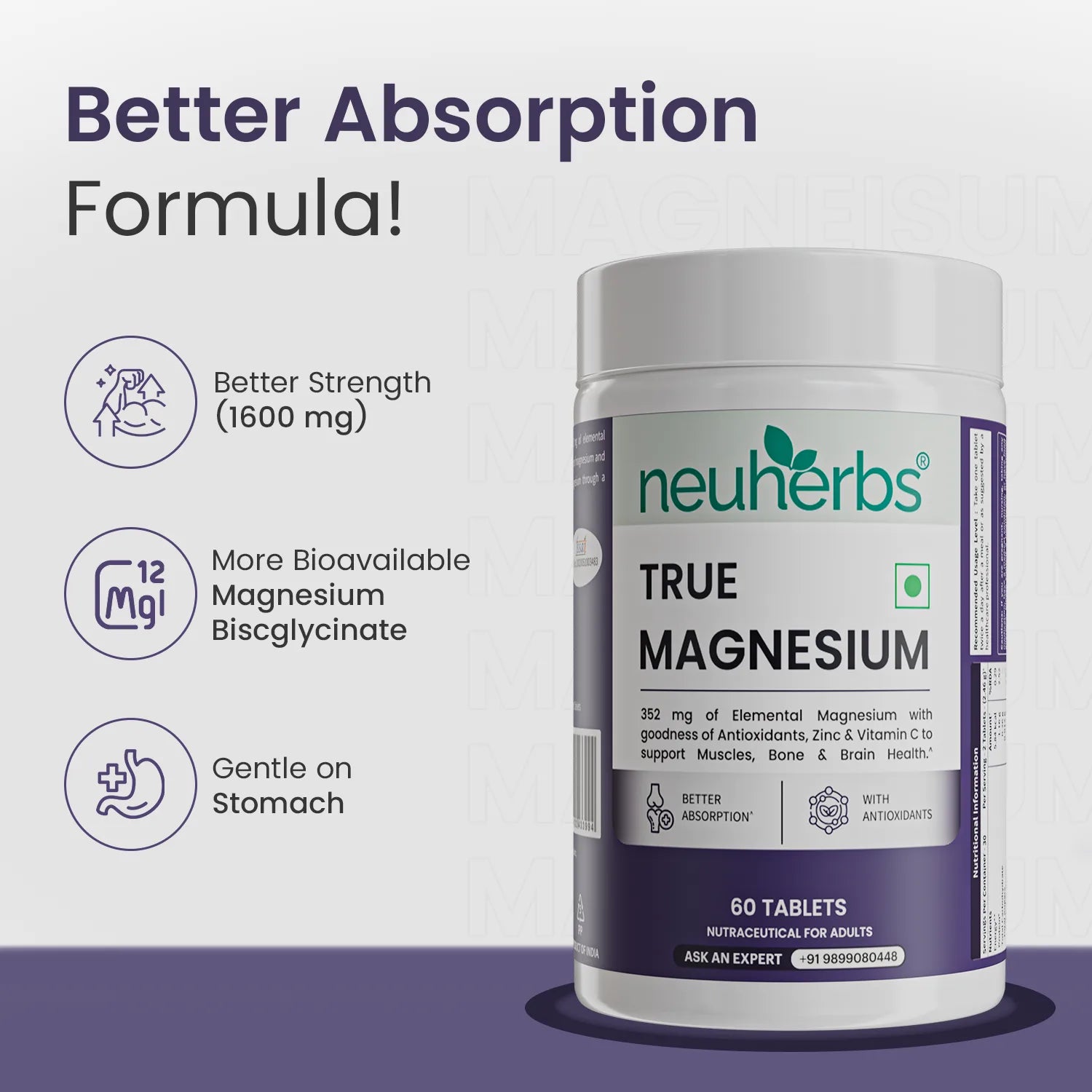 True Magnesium Tablets - Relax Muscles & Mind, Support Bones