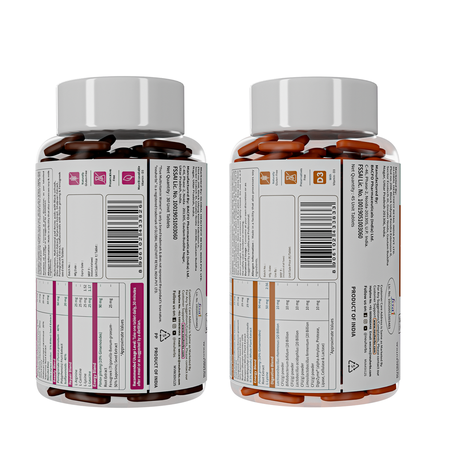 neuherbs true multivitamin tablets for women and adults back image