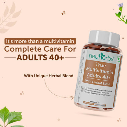 True Multivitamin Adult 40+ Tablets - Immunity, Energy, Digestion