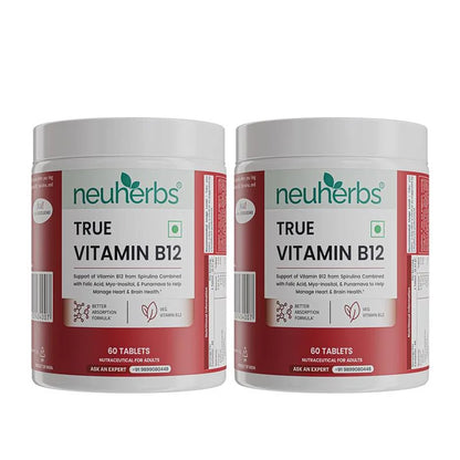 Plant-Based True Vitamin B12 Tablets For Energy & Brain