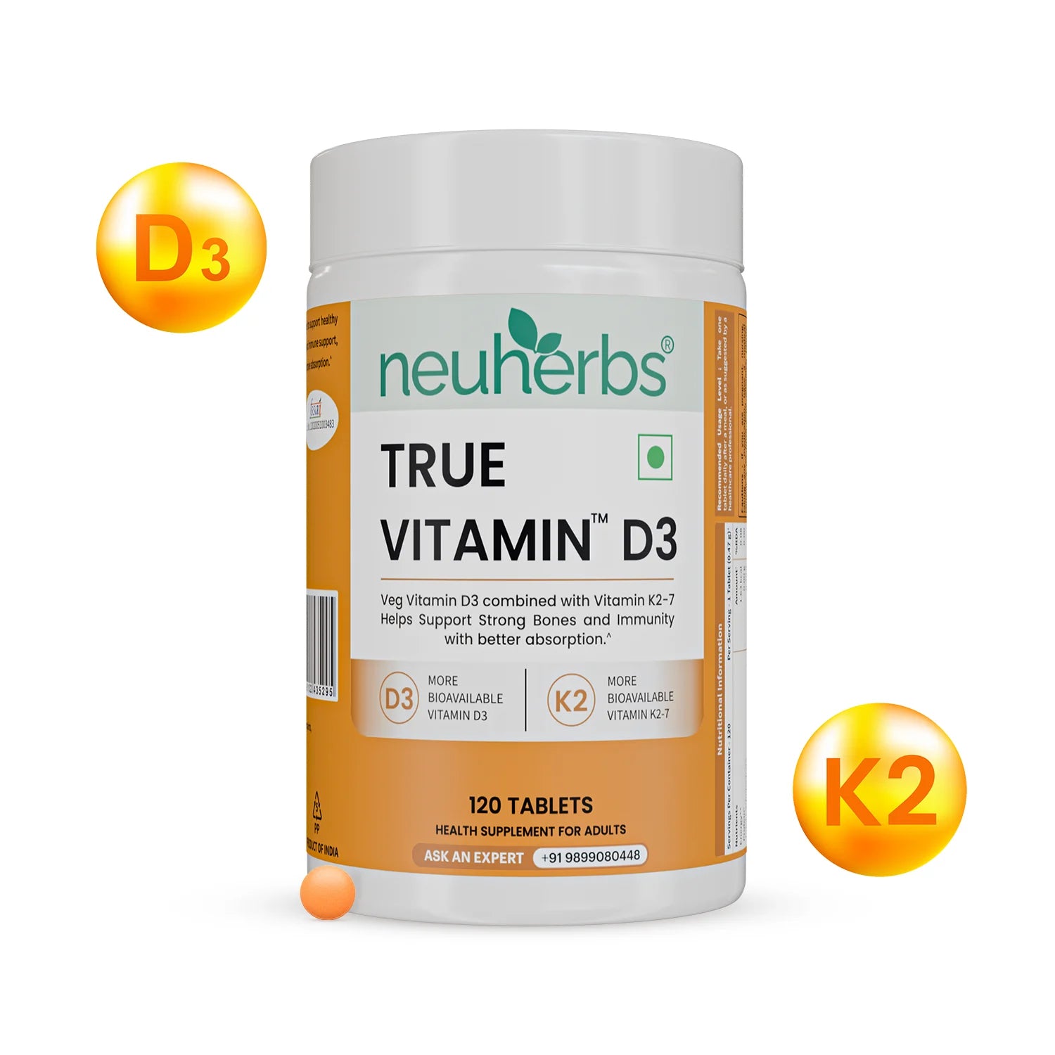 Neuherbs True Vitamin D3 Tablets image 1