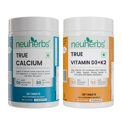 Neuherbs Combo: True Calcium and Vitamin D3 Tablets With K2