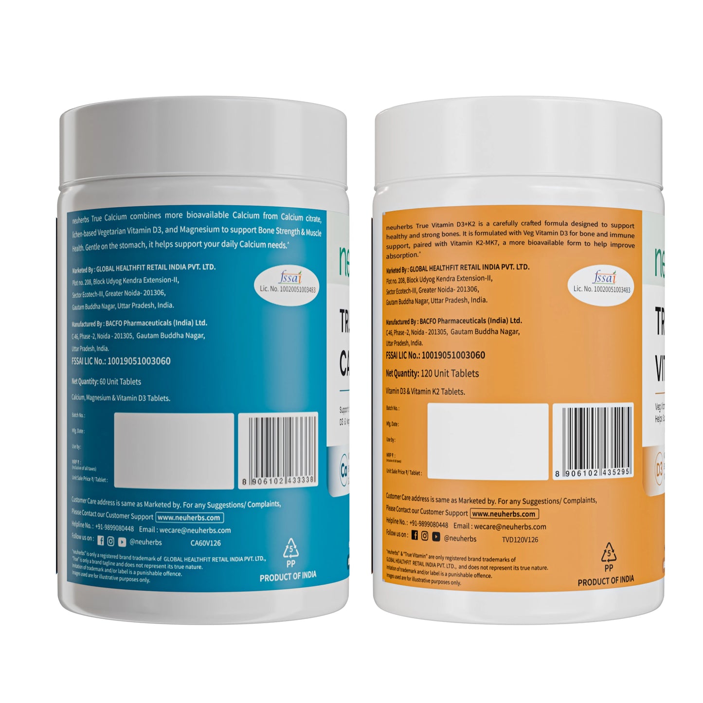 Neuherbs Combo: True Calcium and Vitamin D3 Tablets With K2