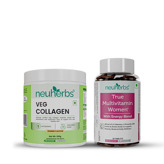 True Vitamin Women 30 Tablets & Skin Collagen Booster 210 g Combo