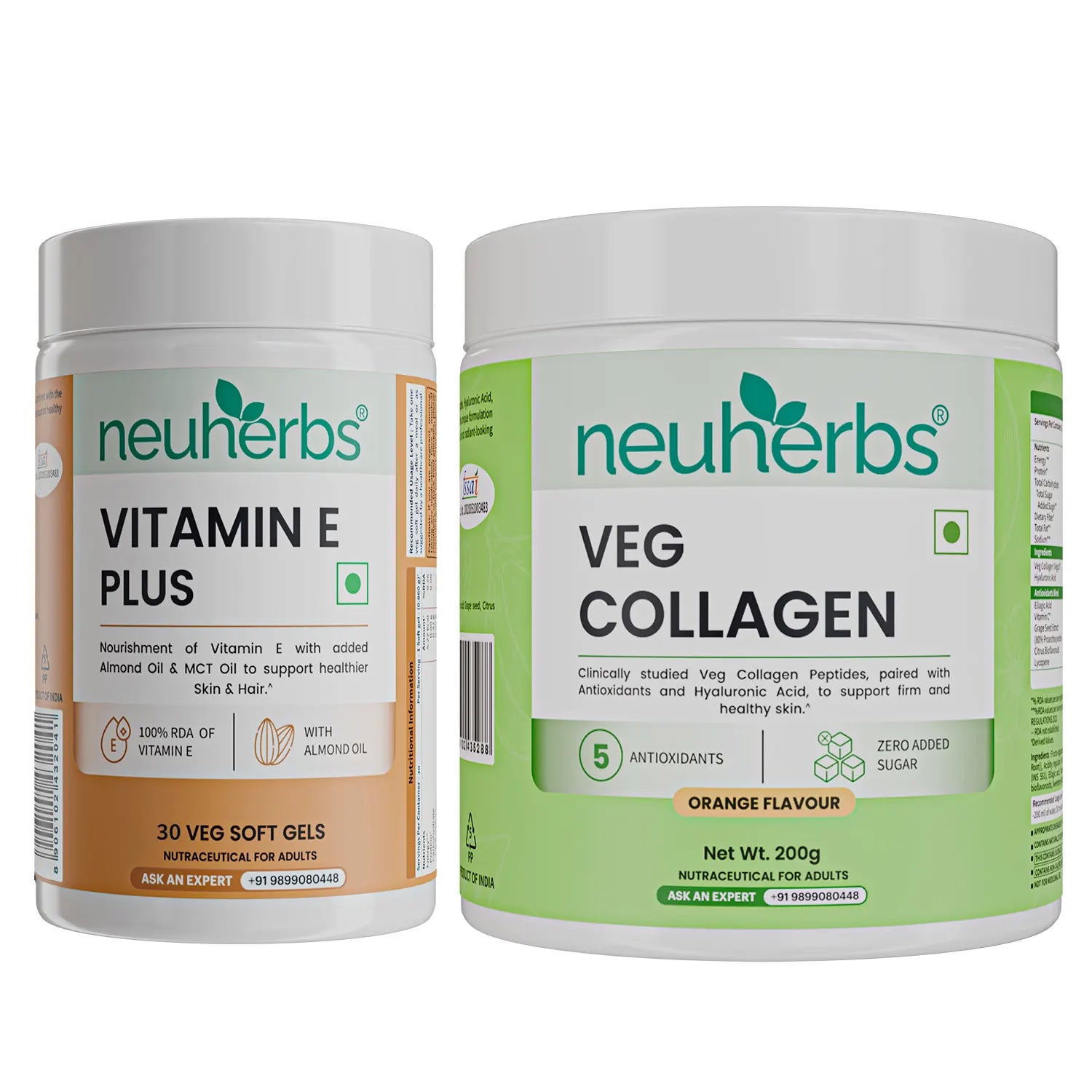 Anti-Aging Combo: Veg Collagen + Vitamin E Plus for Better Face & Hair