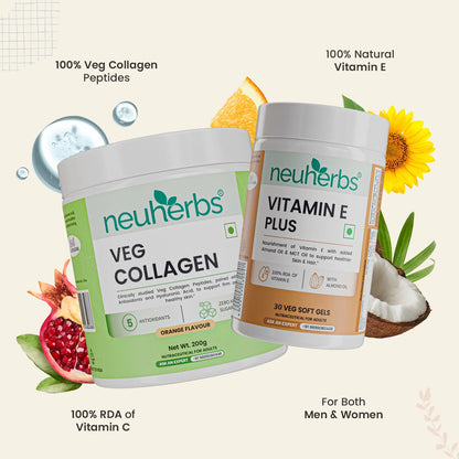 Anti-Aging Combo: Veg Collagen + Vitamin E Plus for Better Face & Hair