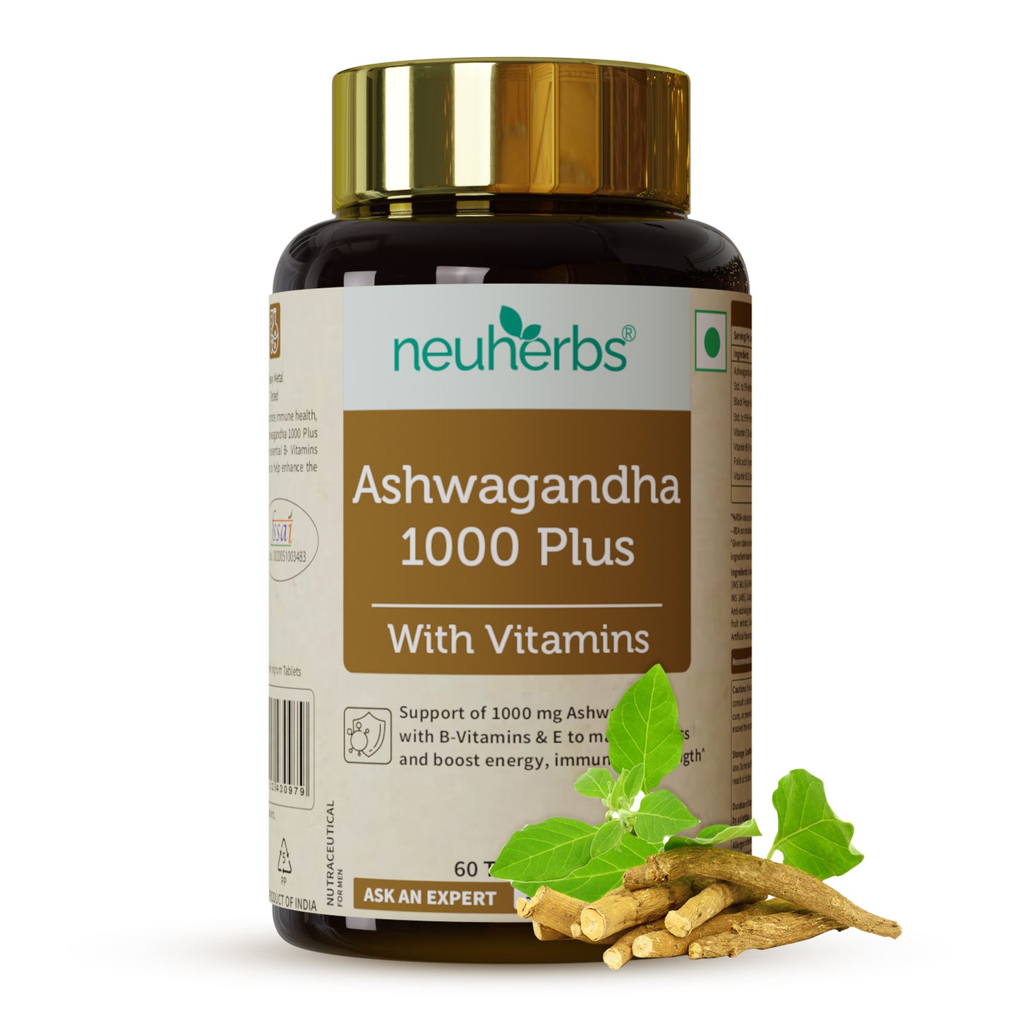neuherbs ashwagandha 1000 plus tablet front image