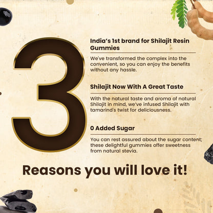 Pure Himalayan Shilajit Gummies 30 (Tamarind Flavour) for Stamina