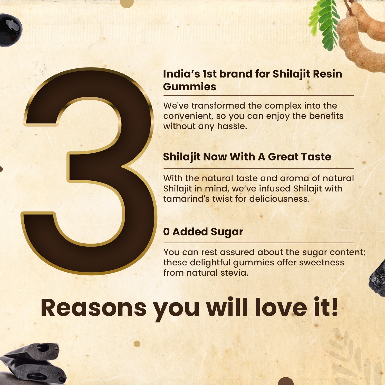 Pure Himalayan Shilajit Gummies 30 (Tamarind Flavour) for Stamina image 4