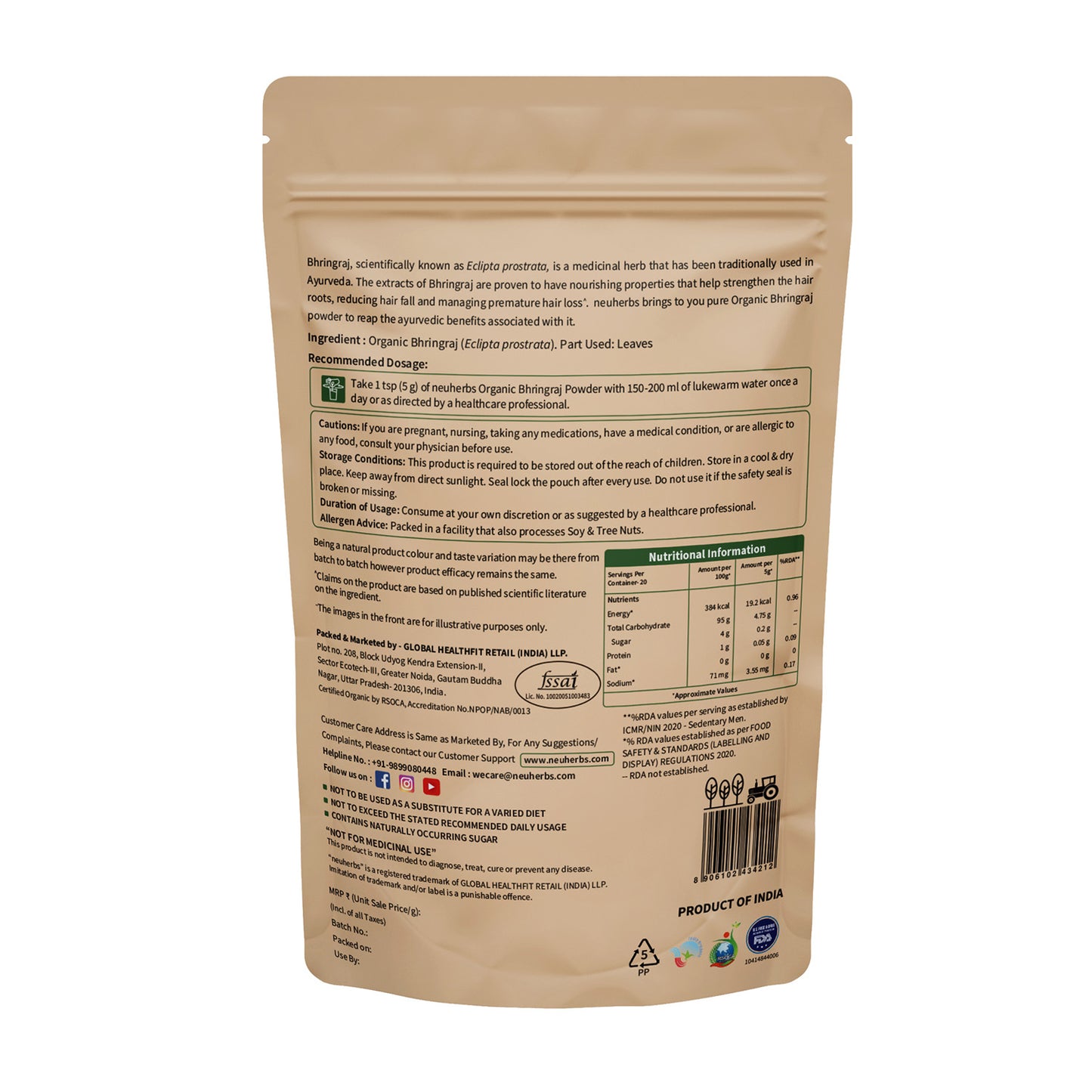 Organic Bhringraj Powder for Skin & Hair Growth