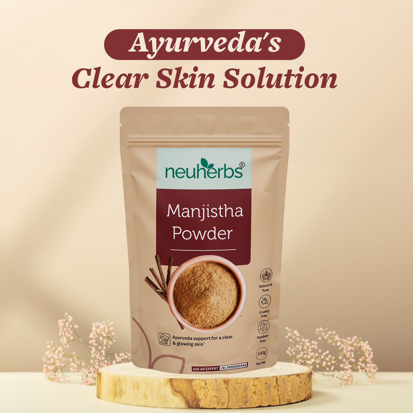 100% Natural Manjistha Powder - For Clear & Glowing Skin