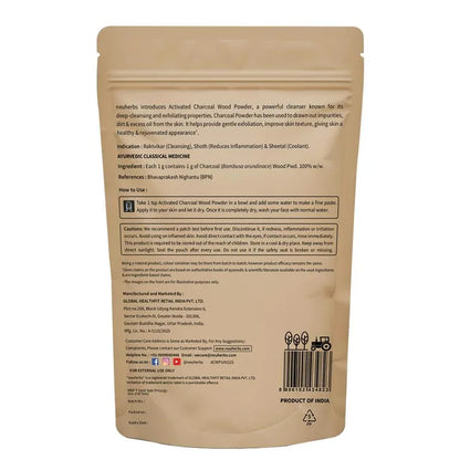100% Pure Activated Charcoal Wood Powder 100g for Skin Cleansing