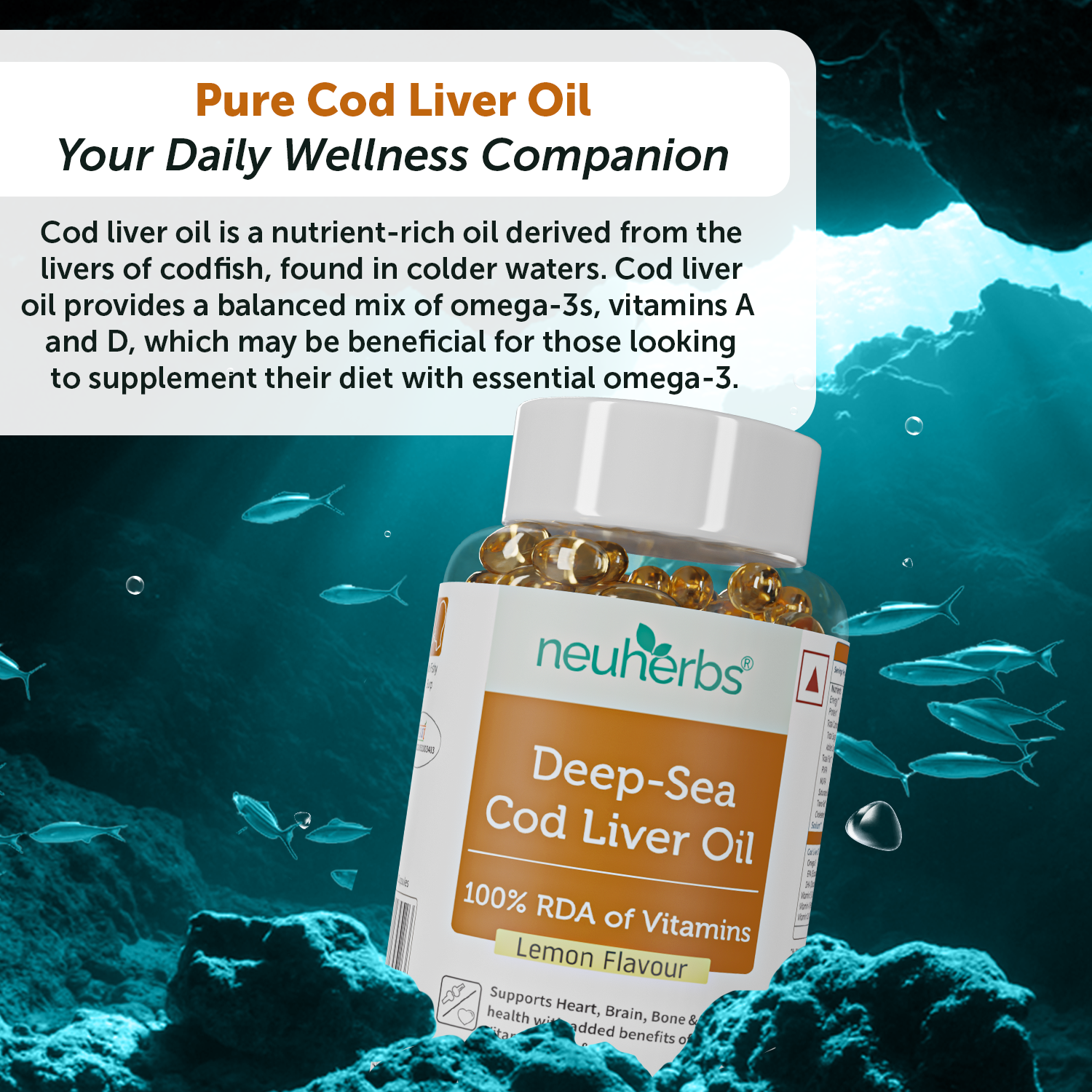 Deep Sea Cod Liver Oil Capsules for Heart & Brain