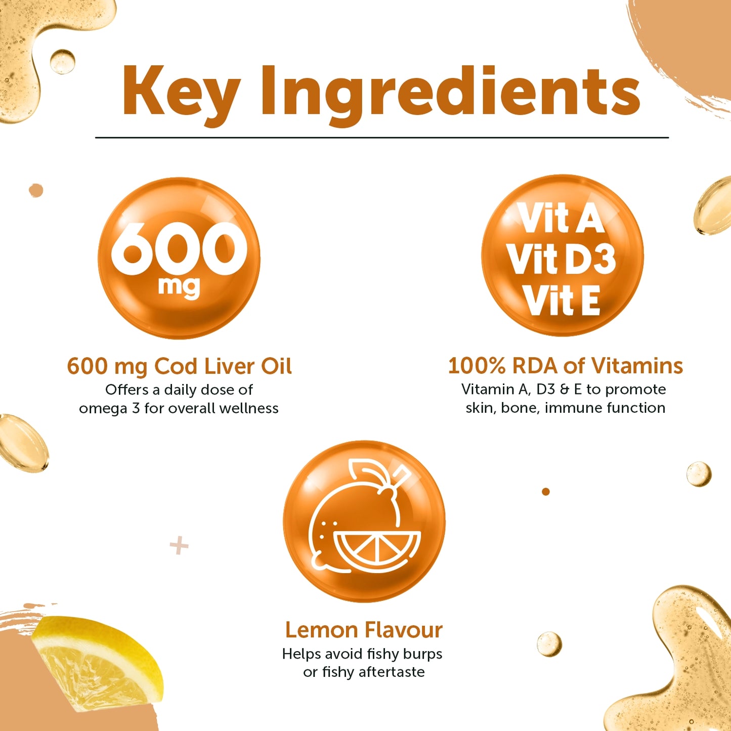 Lemon-Flavored Cod Liver Oil Softgel
