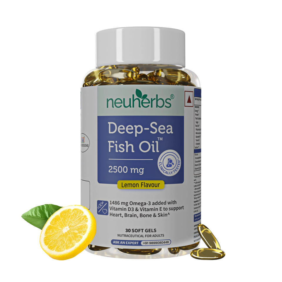 Deep Sea Fish Oil Capsules 2500 mg Omega 3 Lemon 