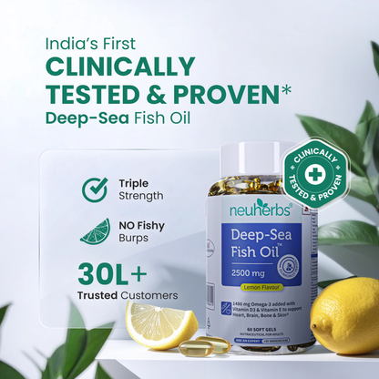 Deep Sea Fish Oil Capsules - 2500 mg Omega 3 (Lemon Flavored)