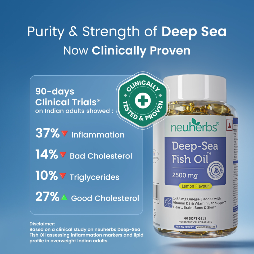 Packaging of Neuherbs Omega 3 Fish Oil Capsules - Lemon Flavored