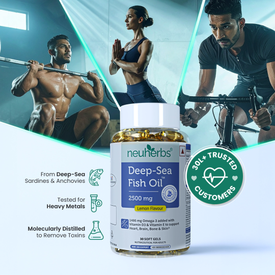 Neuherbs Deep Sea Fish Oil Capsules 2500 mg - Supplement Facts Label