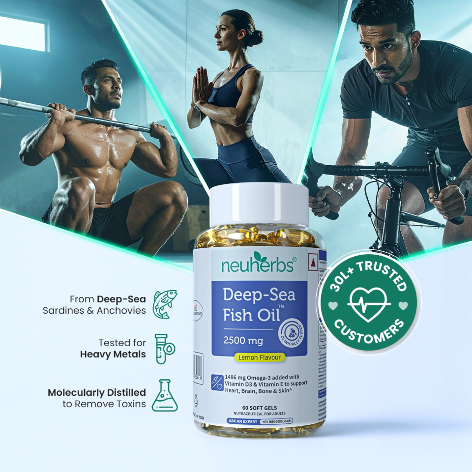 Deep Sea Fish Oil Capsules - 2500 mg Omega 3 (Lemon Flavored)