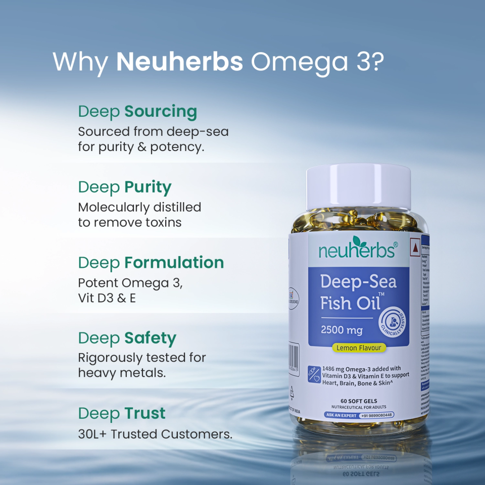 Deep Sea Fish Oil Capsules - 2500 mg Omega 3 (Lemon Flavored)