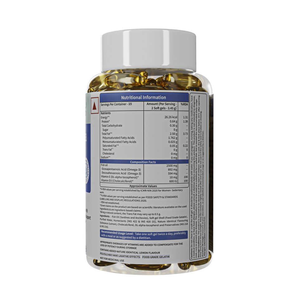Neuherbs Deep Sea Fish Oil Capsules 2500 mg - Supplement Facts Label