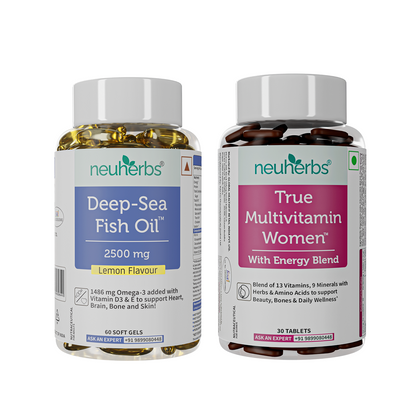Couple’s Wellness Pack– Deep Sea Fish Oil Omega-3 & Multivitamin Women