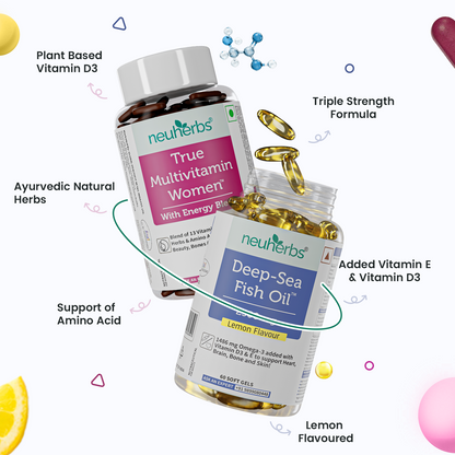 Couple’s Wellness Pack– Deep Sea Fish Oil Omega-3 & Multivitamin Women
