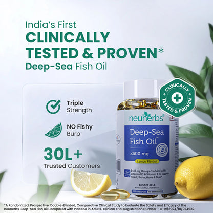 Deep Sea Fish Oil Capsules - 2500 mg Omega 3 (Lemon Flavored)