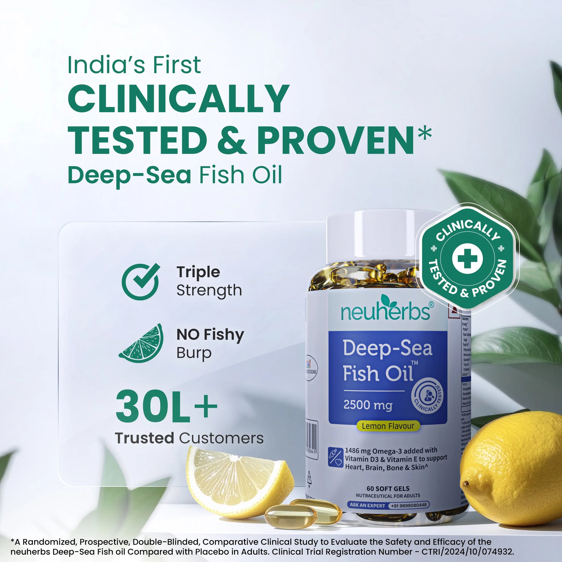 Deep Sea Fish Oil Capsules - 2500 mg Omega 3 (Lemon Flavored) image 2